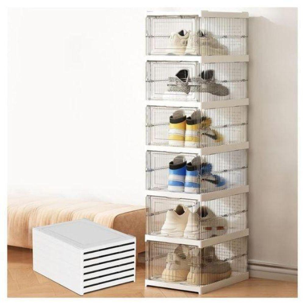  scarpiera a 6 ripiani richiudibile salvaspazio 105x25.5x34.5cm - foto 5