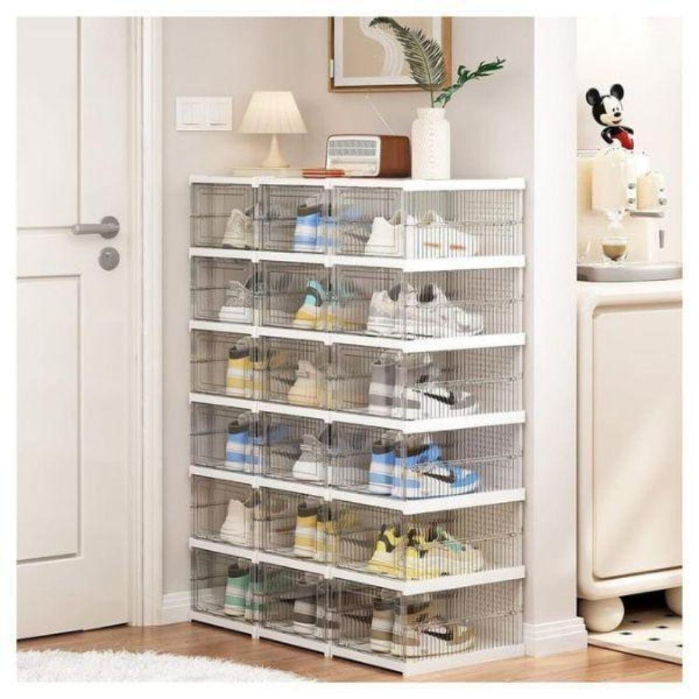  scarpiera a 6 ripiani richiudibile salvaspazio 105x25.5x34.5cm - foto 6