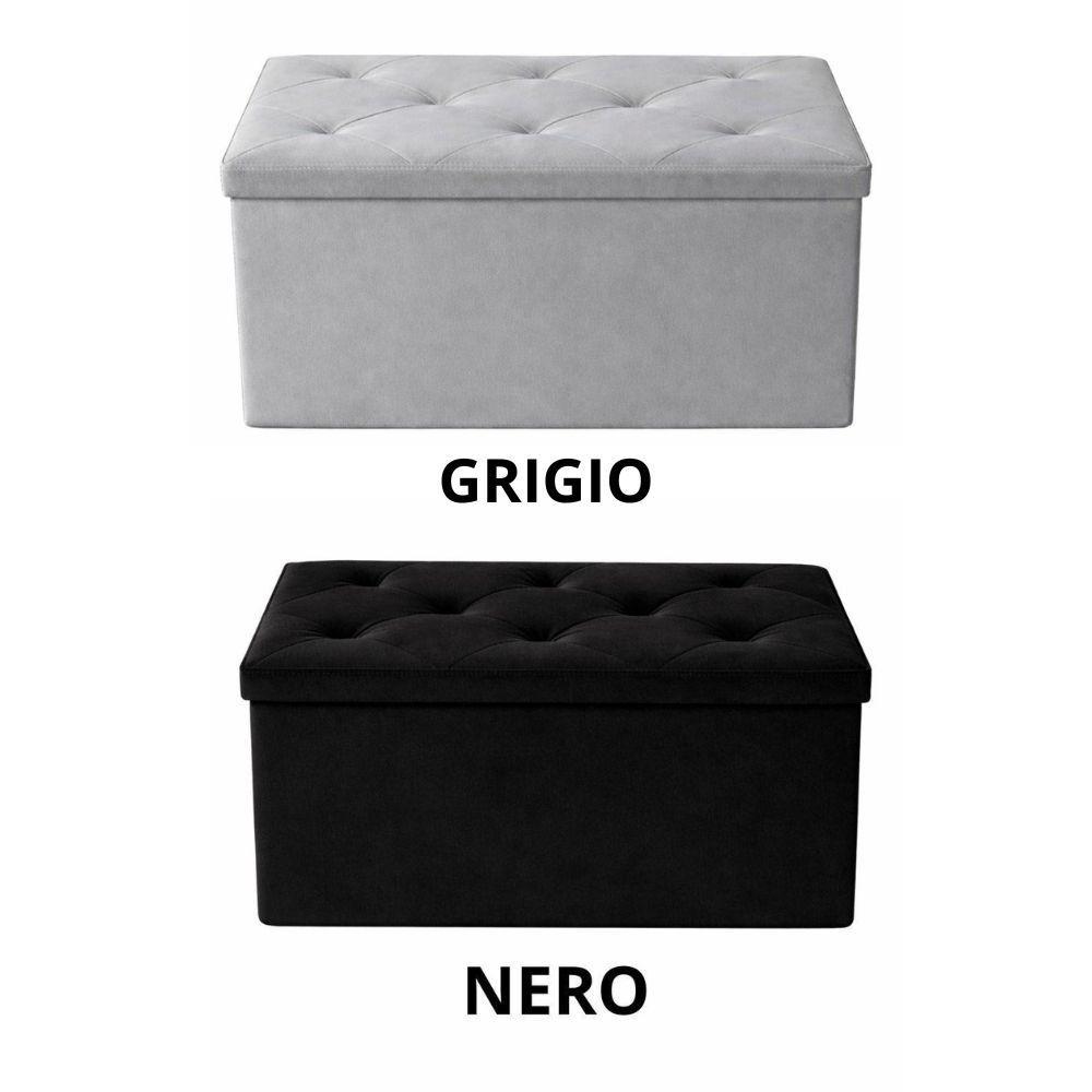  pouf panca contenitore in velluto rettangolare 76x38x38 - foto 2