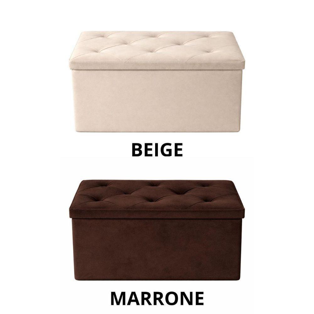  pouf panca contenitore in velluto rettangolare 76x38x38 - foto 3