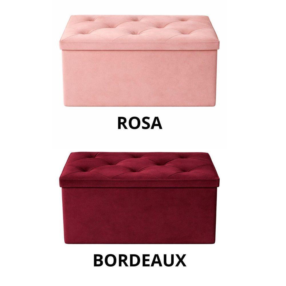  pouf panca contenitore in velluto rettangolare 76x38x38 - foto 4