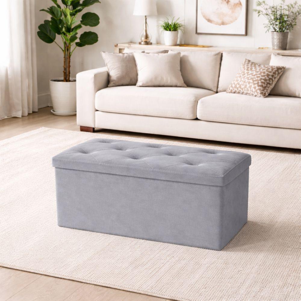  pouf panca contenitore in velluto rettangolare 76x38x38 - foto 5