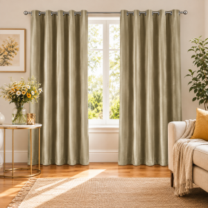 Set 2 tende in velluto 140x290 cm con 8 anelli per telo