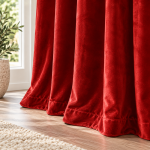 Set 2 tende in velluto 140x290 cm con 8 anelli per telo