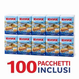 Fazzoletti klevex 3 veli super morbidezza – confezione scorta 100 pacchetti (10 pacchi da 10 fazzoletti)