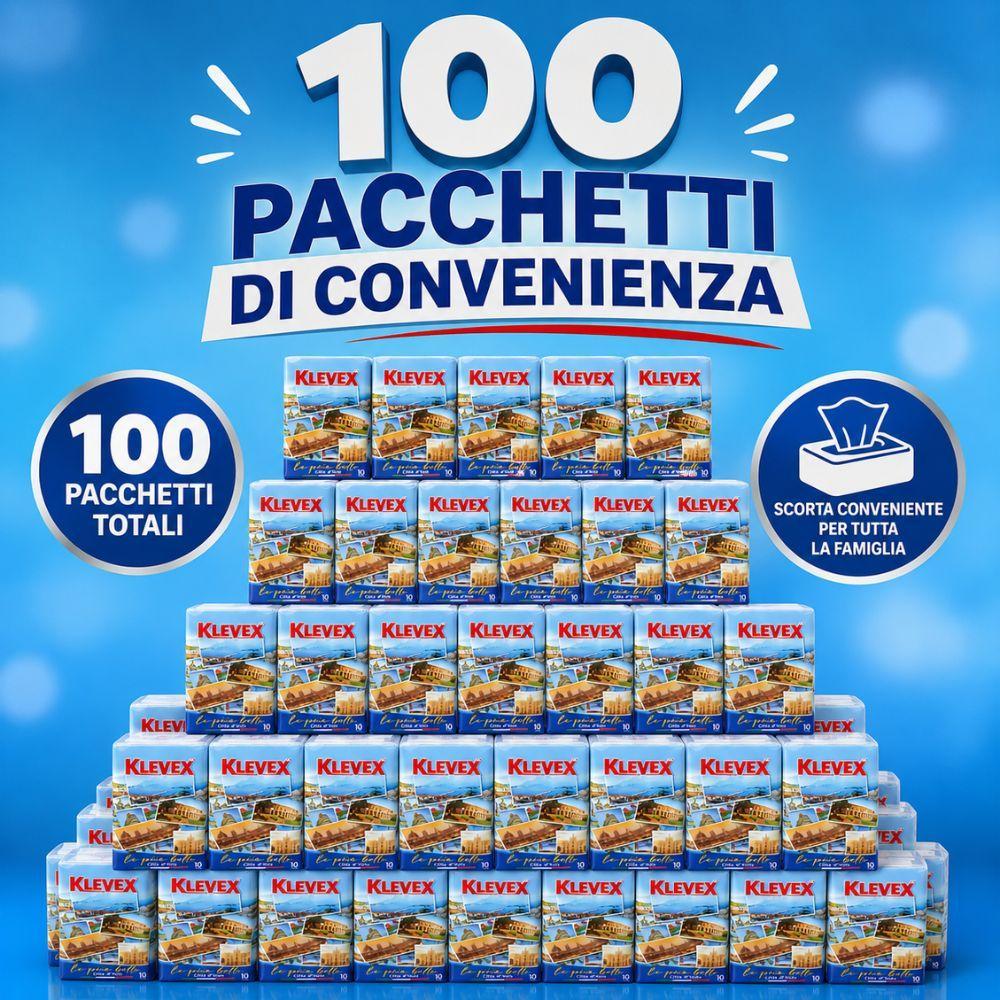 fatigati fazzoletti klevex 3 veli super morbidezza – confezione scorta 100 pacchetti (10 pacchi da 10 fazzoletti) - foto 5