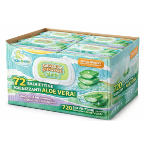 720 salviettine igenizzanti  idratanti con aloe vera ( 10 pacchetti da 72 pezzi)