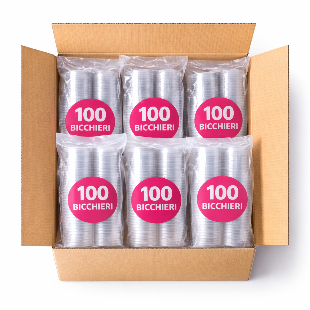  600 bicchieri di plastica da 180 ml  ( 6 pacchetti da 100 pezzi ) - foto 1