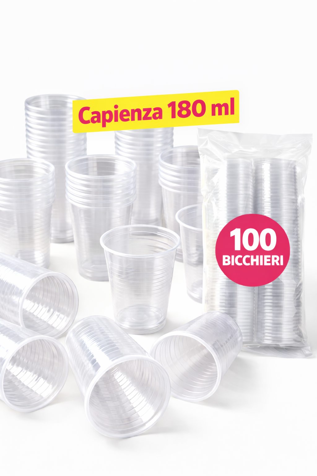  600 bicchieri di plastica da 180 ml  ( 6 pacchetti da 100 pezzi ) - foto 2