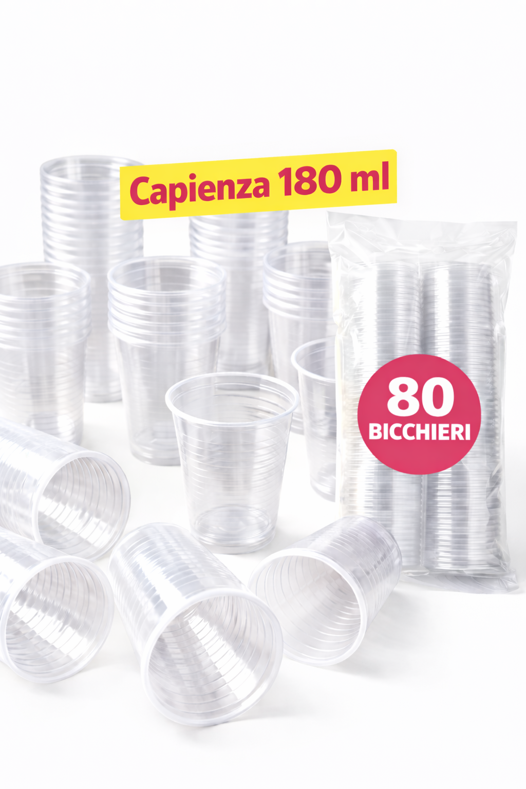  560 bicchieri di plastica da 180 ml  ( 7 pacchetti da 80 pezzi ) - foto 3