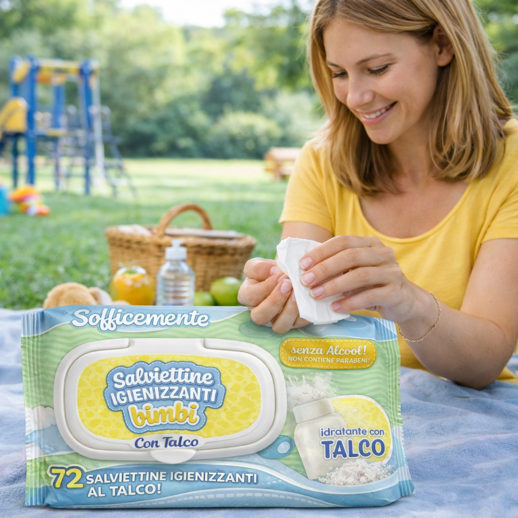 fatigati 720 salviettine igenizzanti idratanti con talco ( 10 pacchetti da 72 pezzi) - foto 5