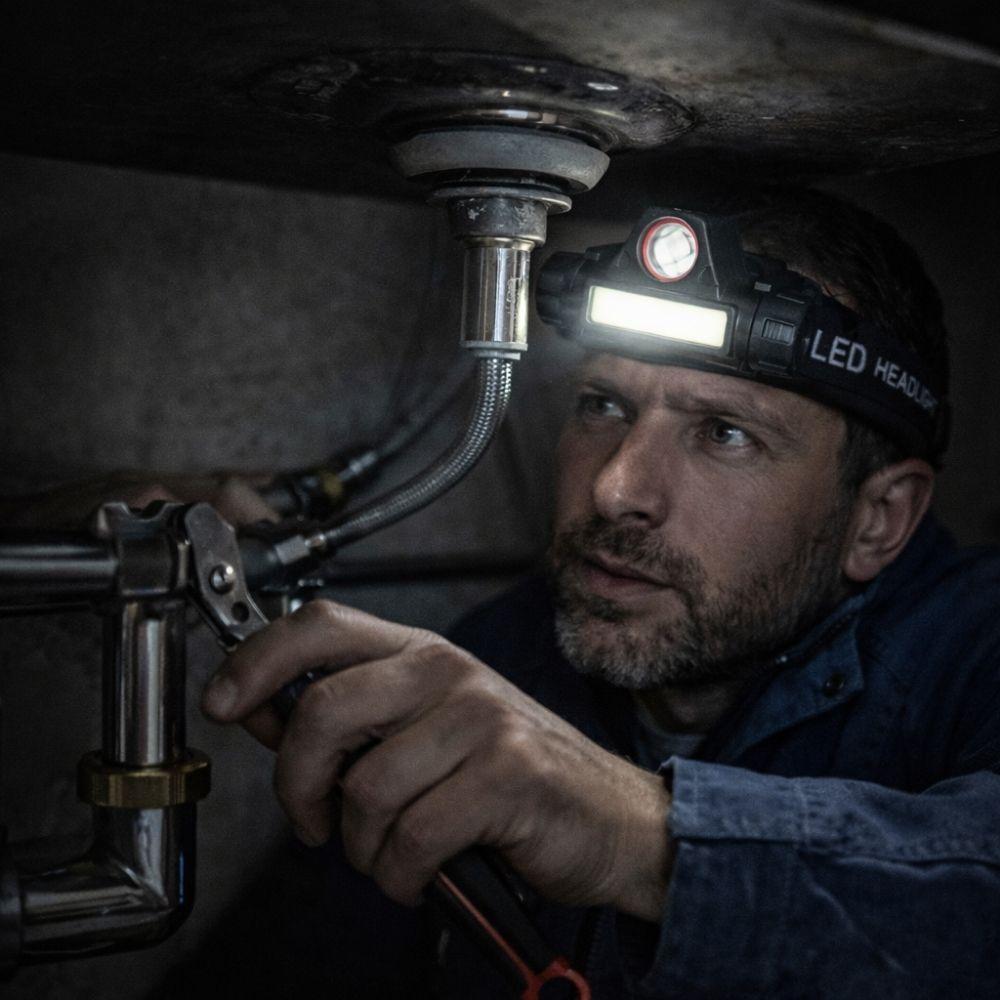  torcia led frontale a batteria ricaricabile con fascia - foto 3