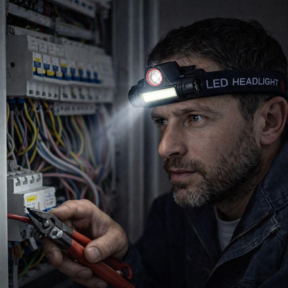  torcia led frontale a batteria ricaricabile con fascia - foto 4