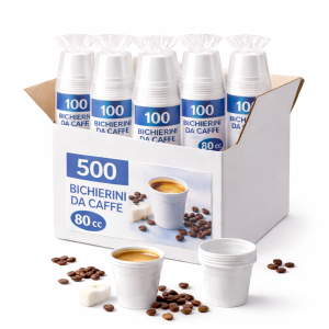 500 bicchierini di plastica da caffè  80 cc ( 5 pacche...