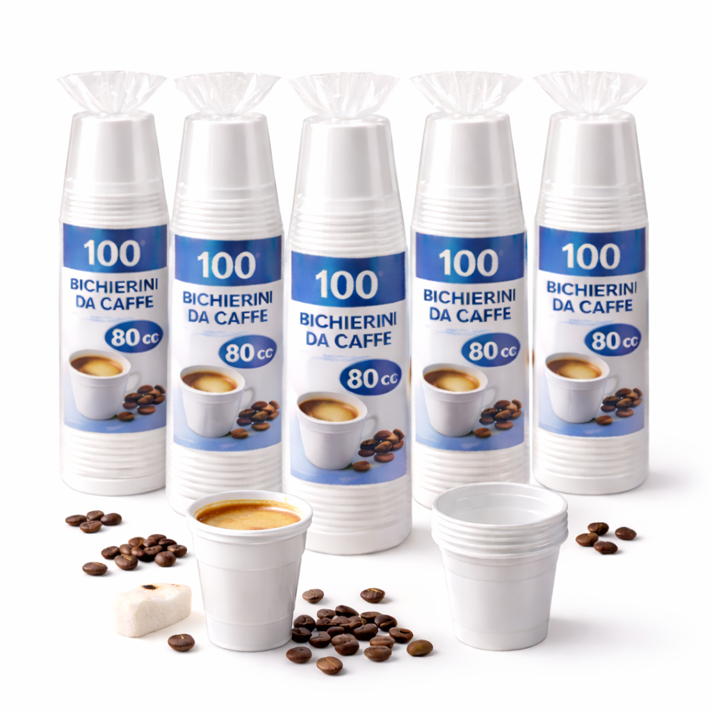 fatigati 500 bicchierini di plastica da caffè  80 cc ( 5 pacchetti da 100 pezzi ) - foto 2