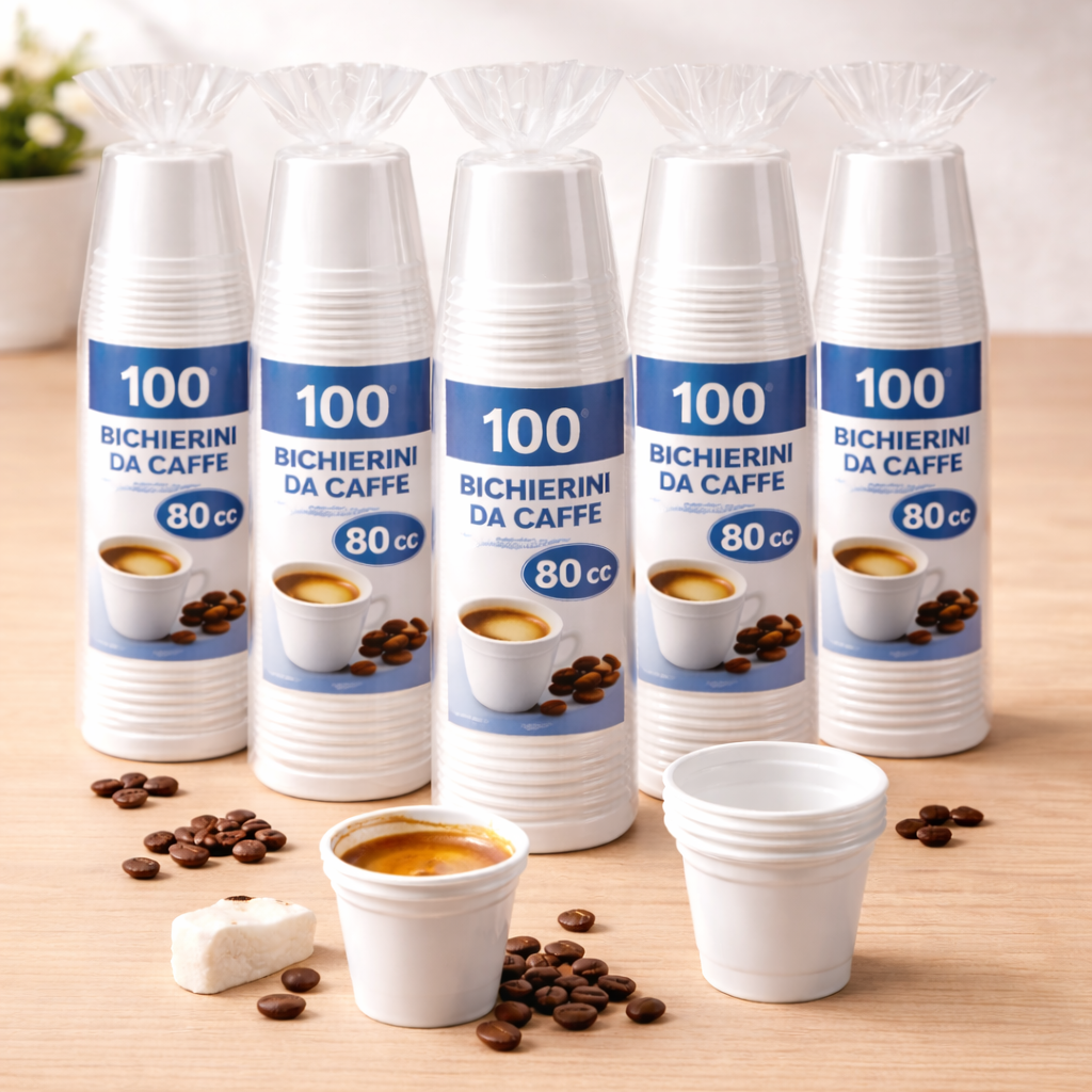 fatigati 500 bicchierini di plastica da caffè  80 cc ( 5 pacchetti da 100 pezzi ) - foto 3