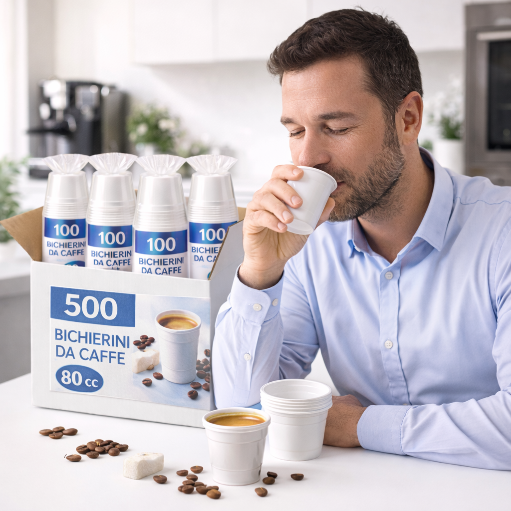 fatigati 500 bicchierini di plastica da caffè  80 cc ( 5 pacchetti da 100 pezzi ) - foto 4