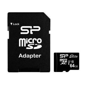 Memory card microsdhc 64gb sp elite classe 10 uhs-i per smartphone, fotocamere e video hd
