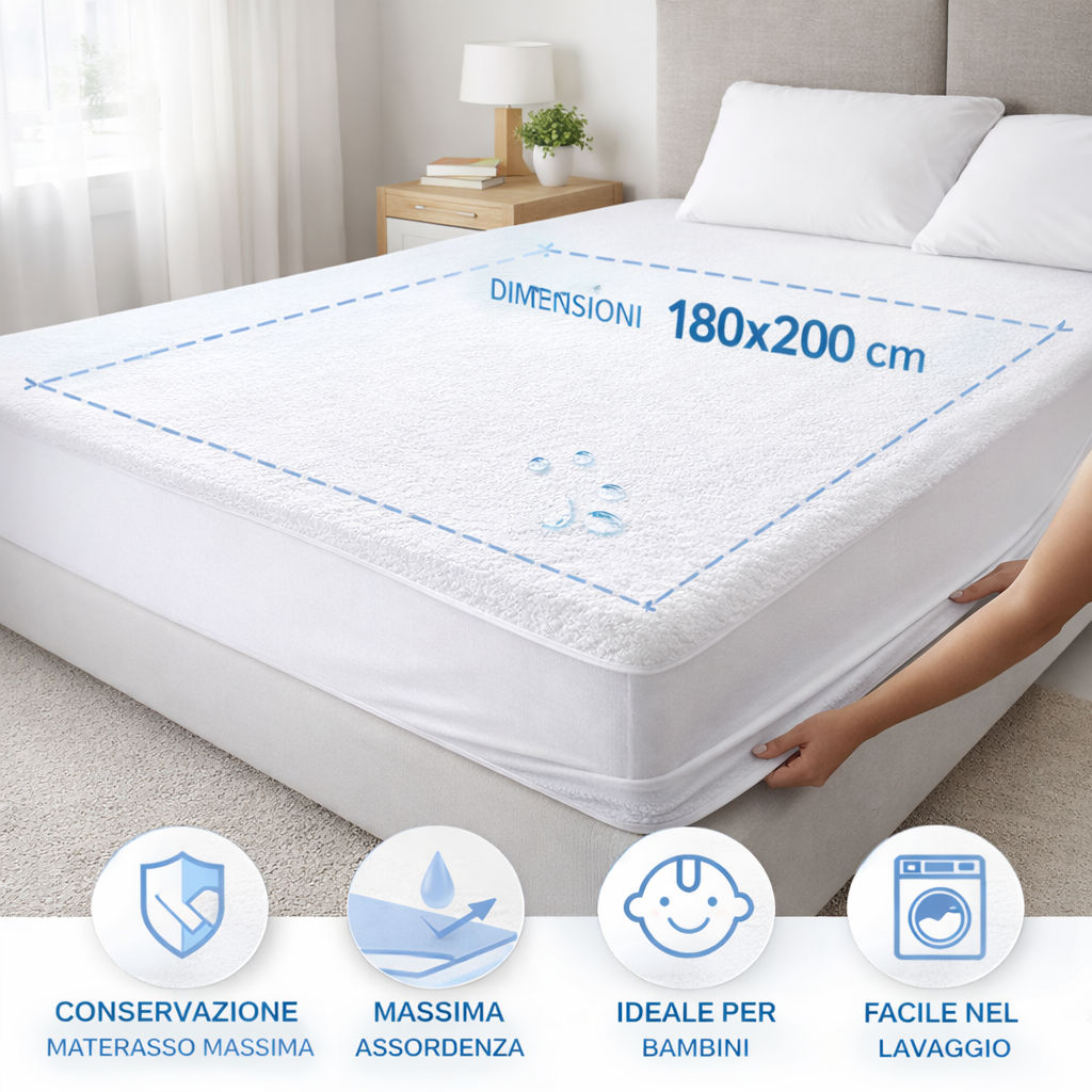  coprimaterasso rio matrimoniale assorbente 180x200 cm - foto 3