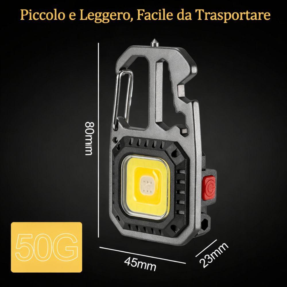  torcia led portachiavi multifunzione ricaricabile con cacciaviti e moschettone - foto 2