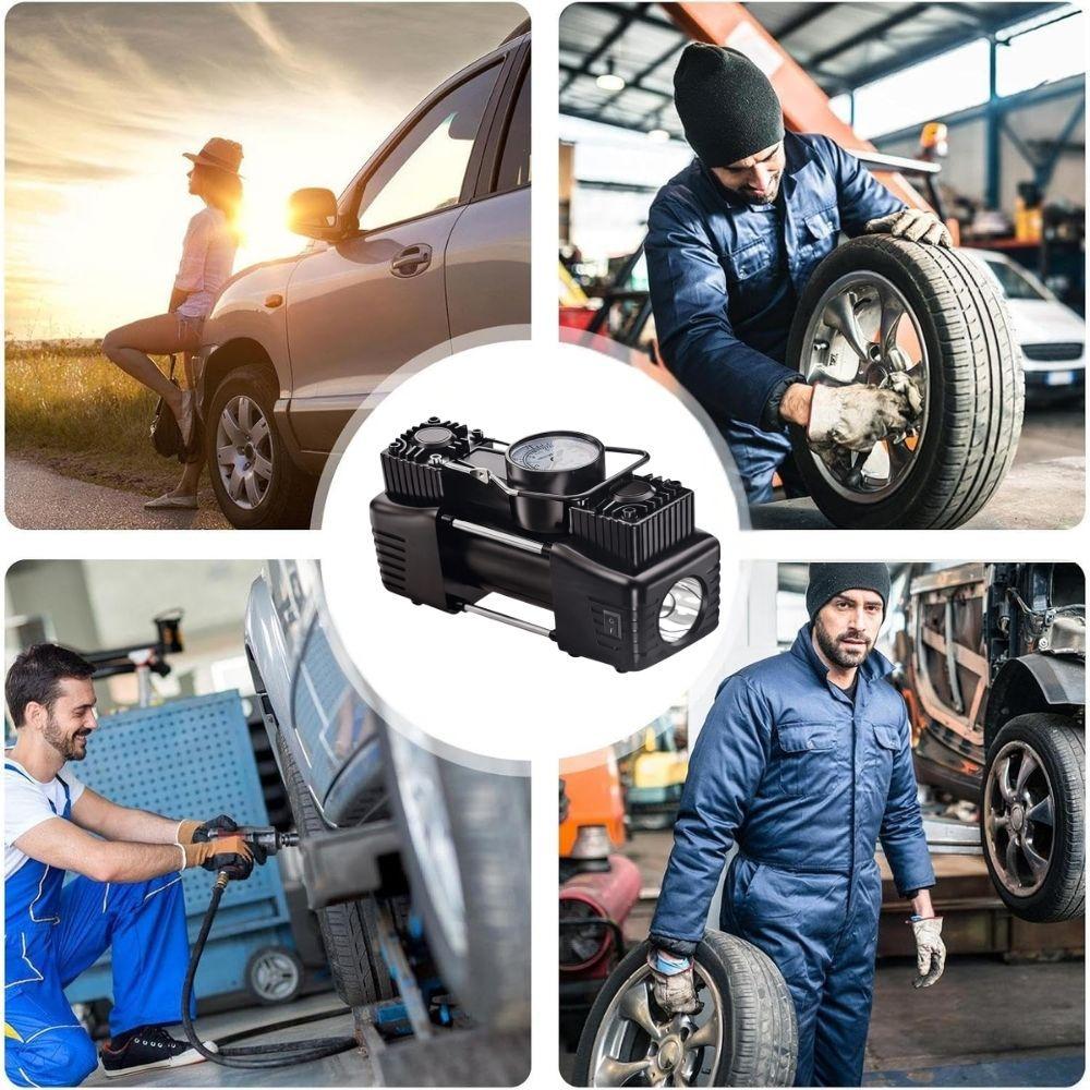  compressore aria portatile cordless 88vf 12v con manometro analogico e luce led integrata - foto 3