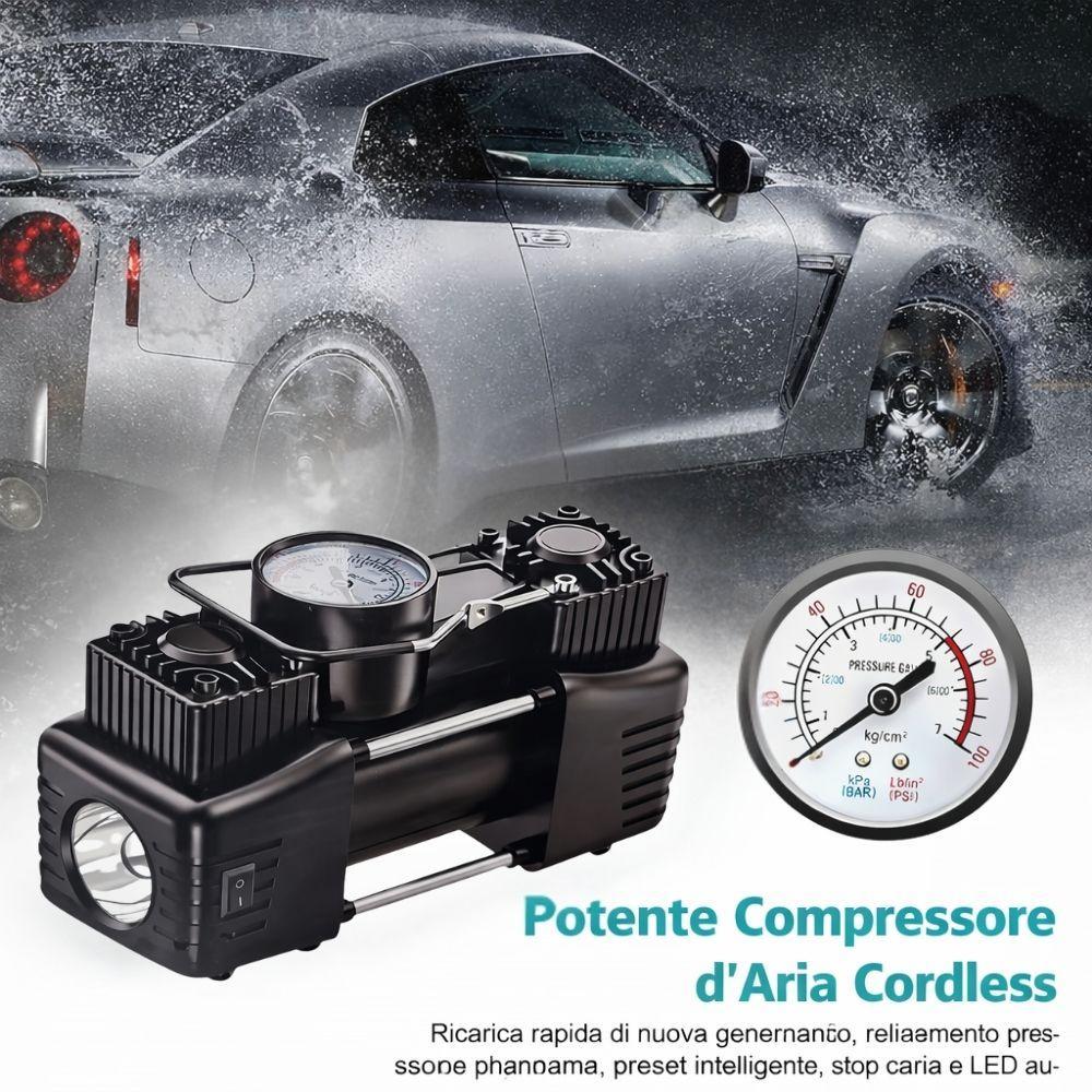  compressore aria portatile cordless 88vf 12v con manometro analogico e luce led integrata - foto 4