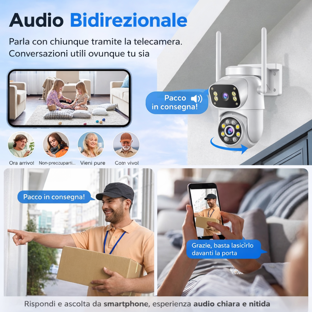  telecamera di sorveglianza wifi esterna 360° con visione notturna a colori e infrarossi ir - foto 4