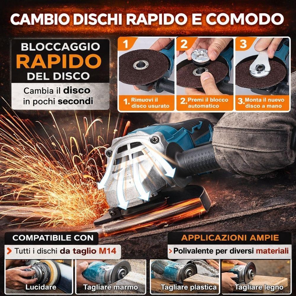  smerigliatrice angolare 125 mm brushless professionale con cambio disco rapido - foto 5