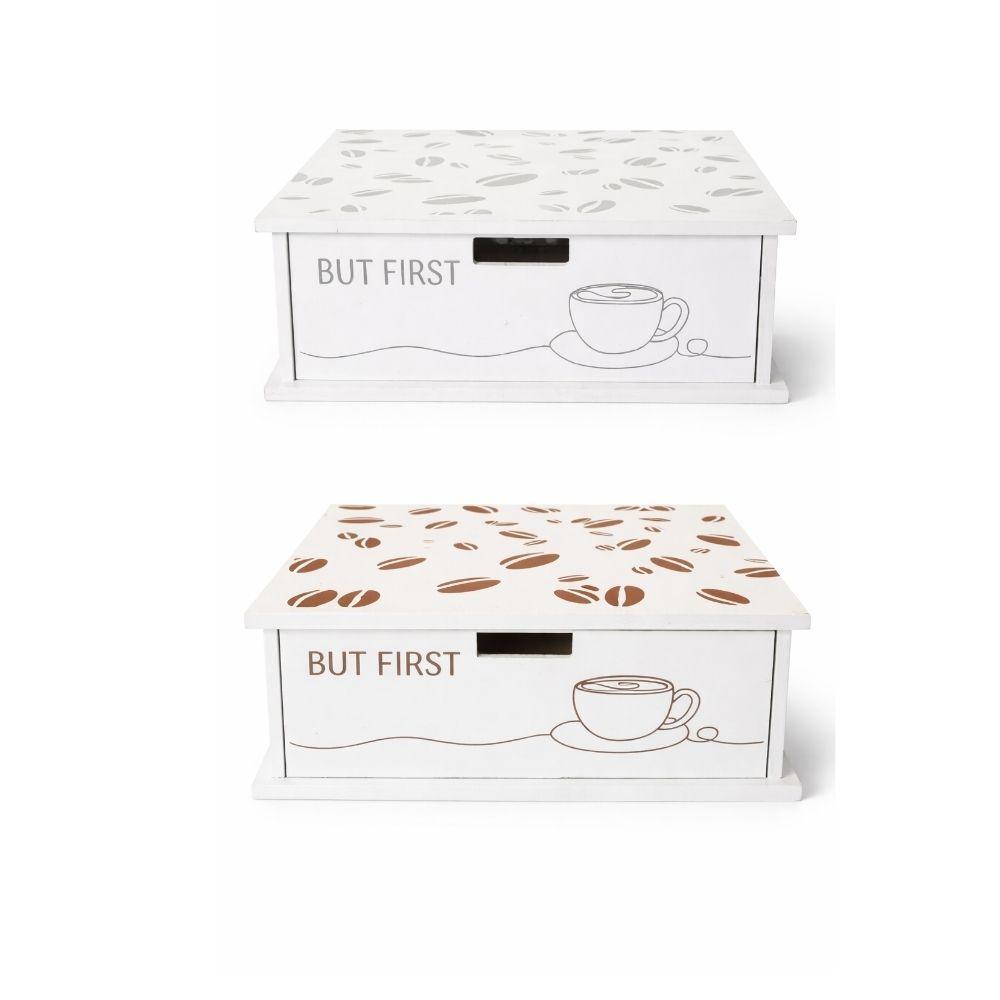  cassetto porta cialde e zucchero da caffè in legno con divisori – organizer elegante - foto 1