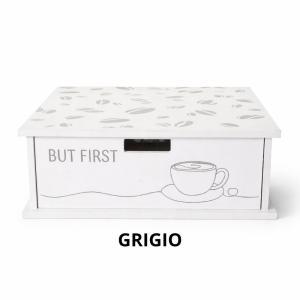Cassetto porta cialde e zucchero da caffè in legno con divisori – organizer elegante