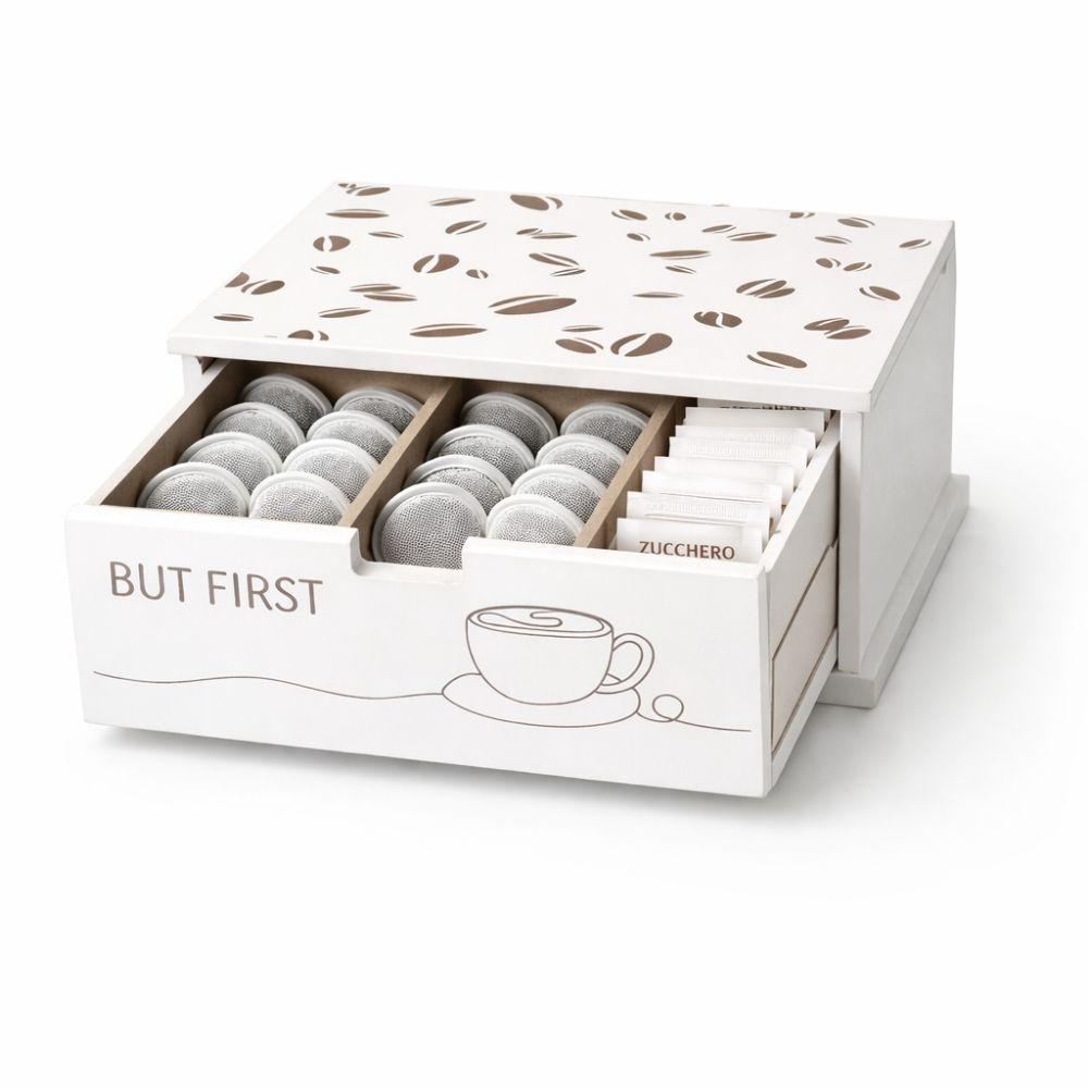  cassetto porta cialde e zucchero da caffè in legno con divisori – organizer elegante - foto 4