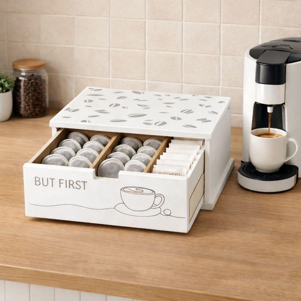  cassetto porta cialde e zucchero da caffè in legno con divisori – organizer elegante - foto 5