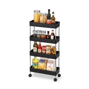 Carrello salvaspazio a 4 ripiani con ruote per cucina – bagno – ripostiglio