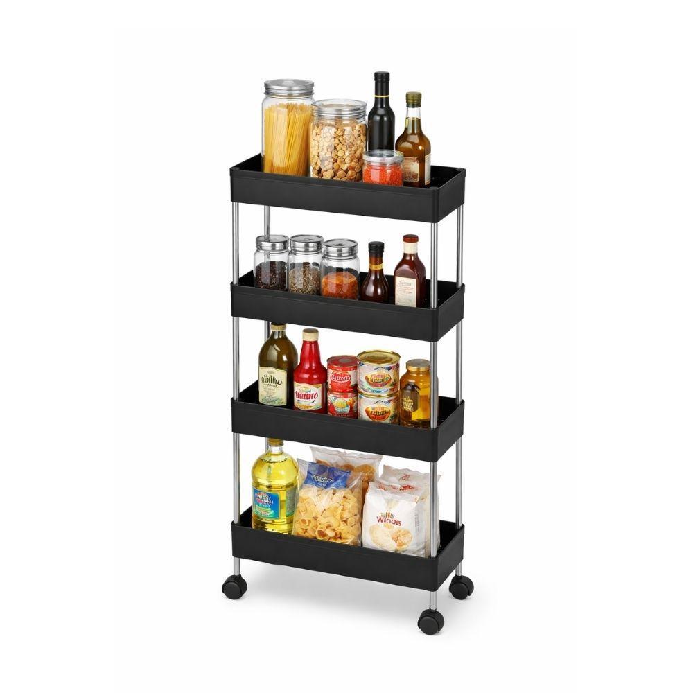  carrello salvaspazio a 4 ripiani con ruote per cucina – bagno – ripostiglio - foto 2