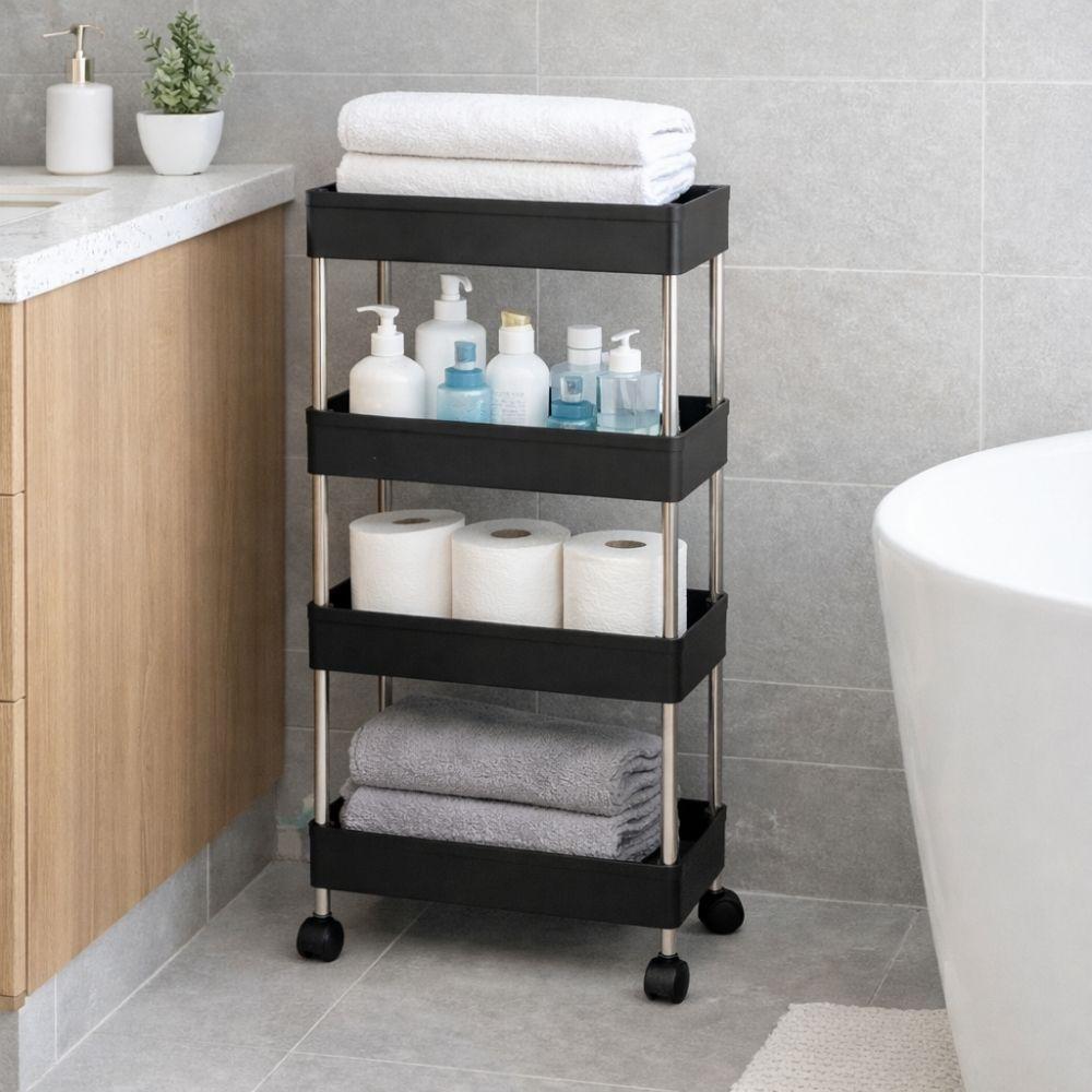  carrello salvaspazio a 4 ripiani con ruote per cucina – bagno – ripostiglio - foto 4