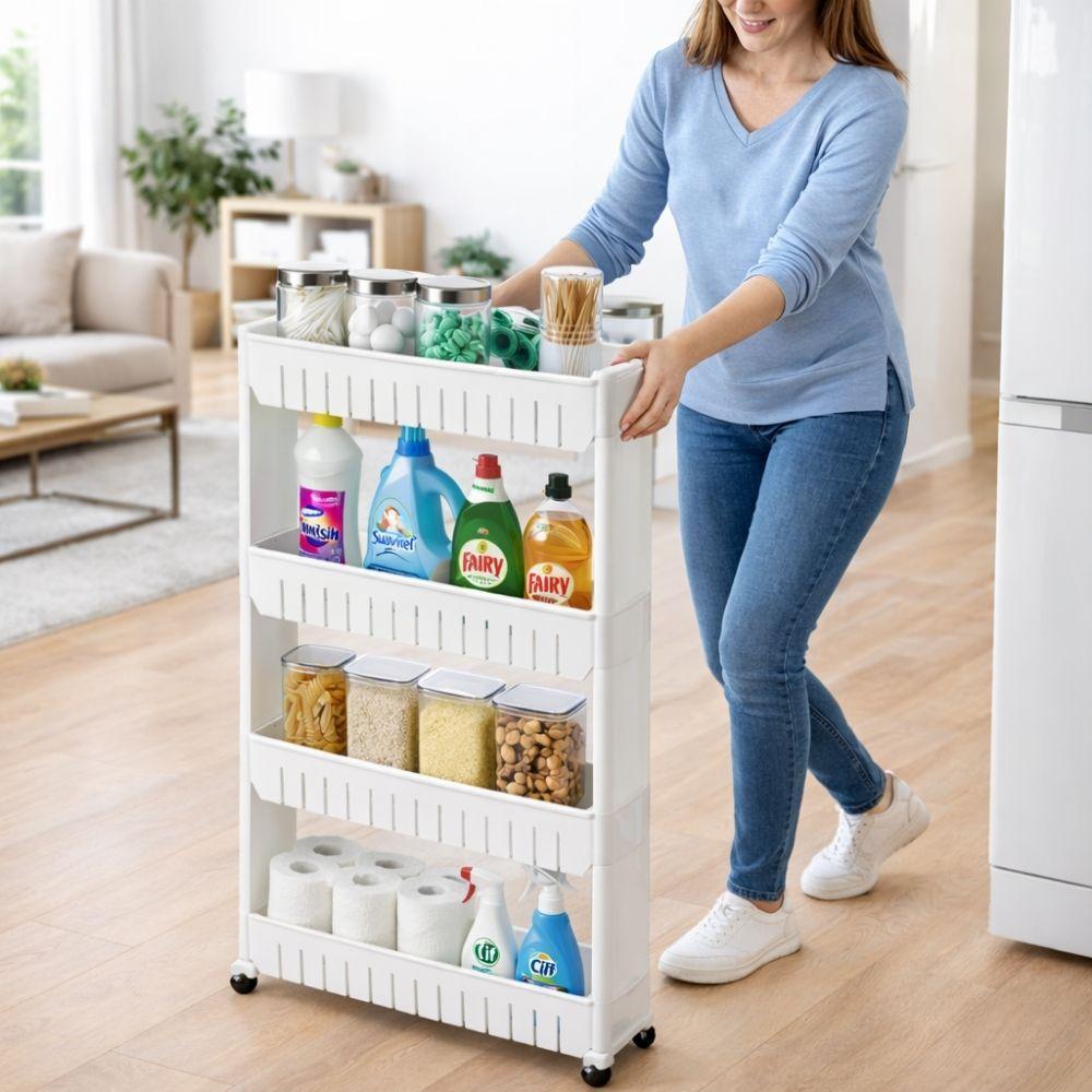  carrello slim e compatto a 4 livelli con ruote per ogni spazio di casa - foto 4
