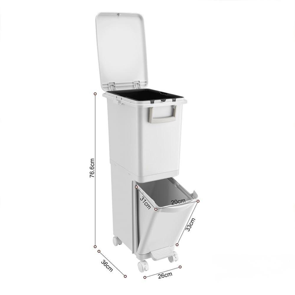  pattumiera con cassetto a ribalta, pedale e 4 ruote – design salvaspazio 26 × 36 × 76,6 cm - foto 2