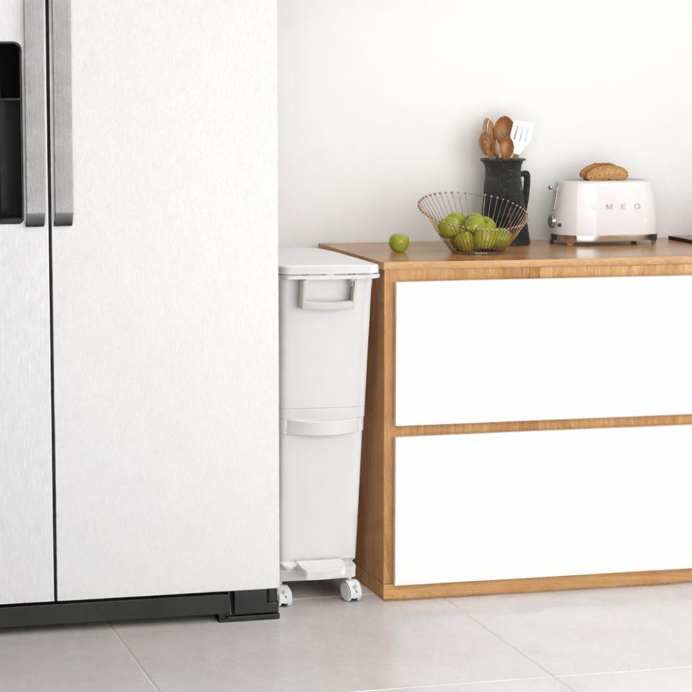  pattumiera con cassetto a ribalta, pedale e 4 ruote – design salvaspazio 26 × 36 × 76,6 cm - foto 4