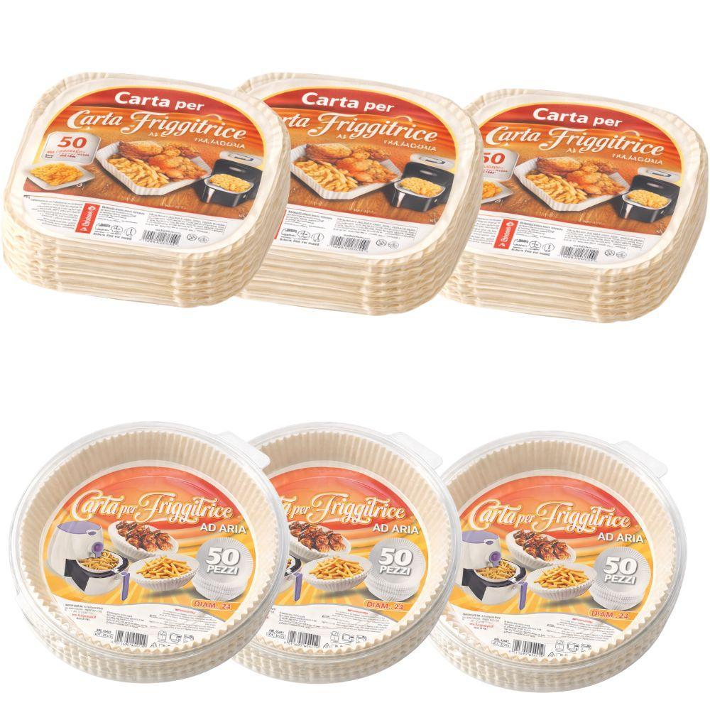  carta per friggitrice ad aria monouso 150 pezzi –23x23 cm antiaderente e antisporco - foto 1
