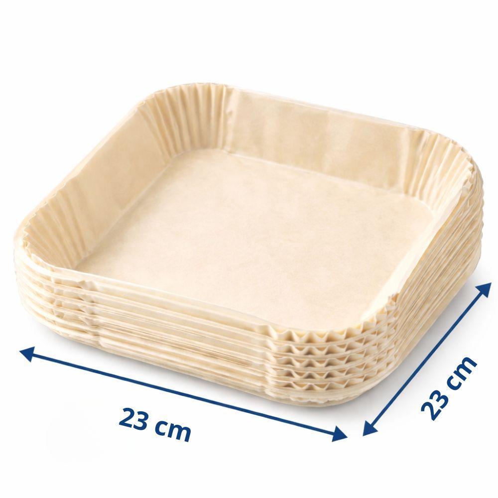  carta per friggitrice ad aria monouso 150 pezzi 23x23 cm antiaderente e antisporco - foto 2