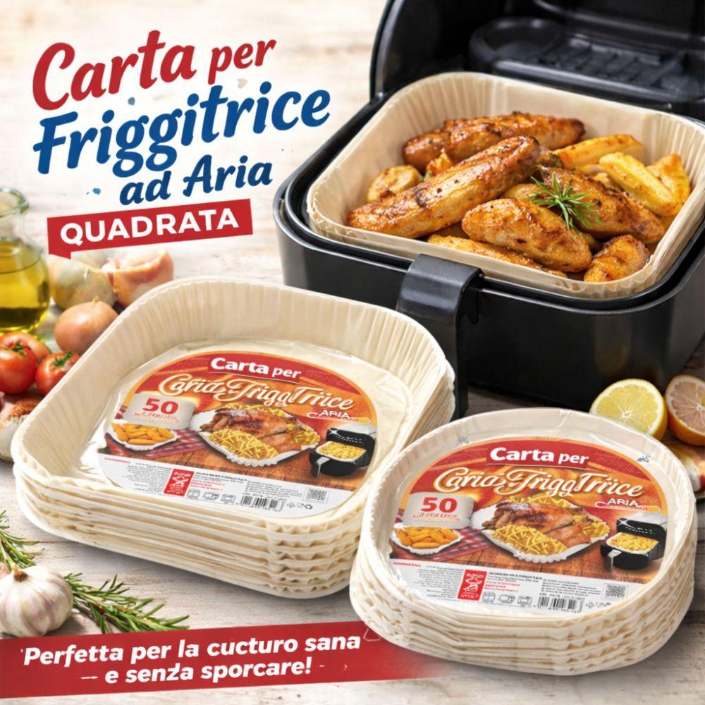  carta per friggitrice ad aria monouso 150 pezzi 23x23 cm antiaderente e antisporco - foto 4