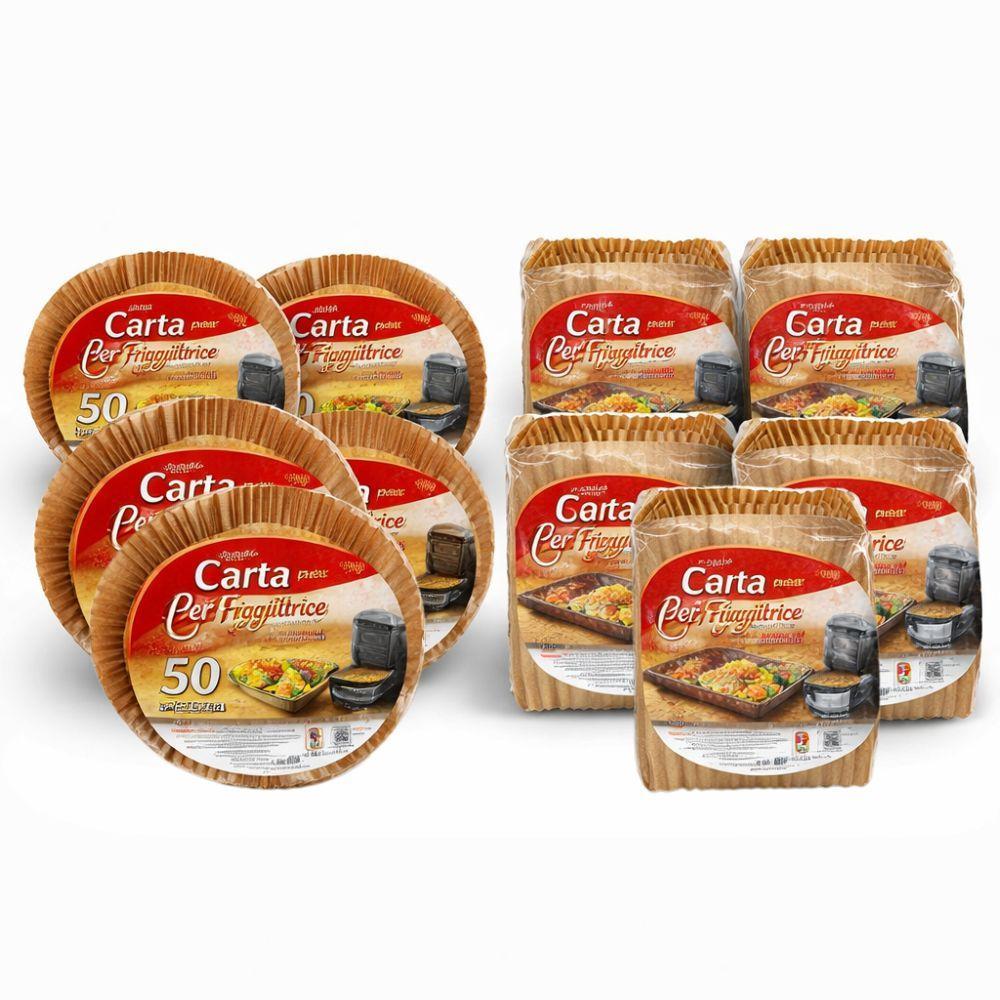  carta per friggitrice ad aria quadrata e rotonda set 5 pacchi da 50 pezzi – 16x16 cm - foto 1