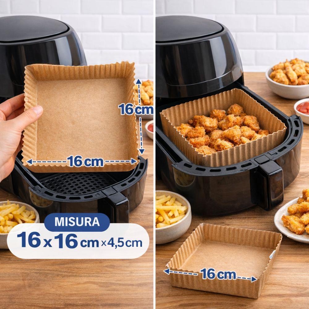  carta per friggitrice ad aria quadrata e rotonda set 5 pacchi da 50 pezzi – 16x16 cm - foto 3