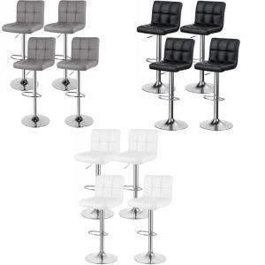 Set da 4 sgabelli  con schienale in simipelle e poggiapiedi, regolabile e girevole, 44 x 50 x (91-144) cm