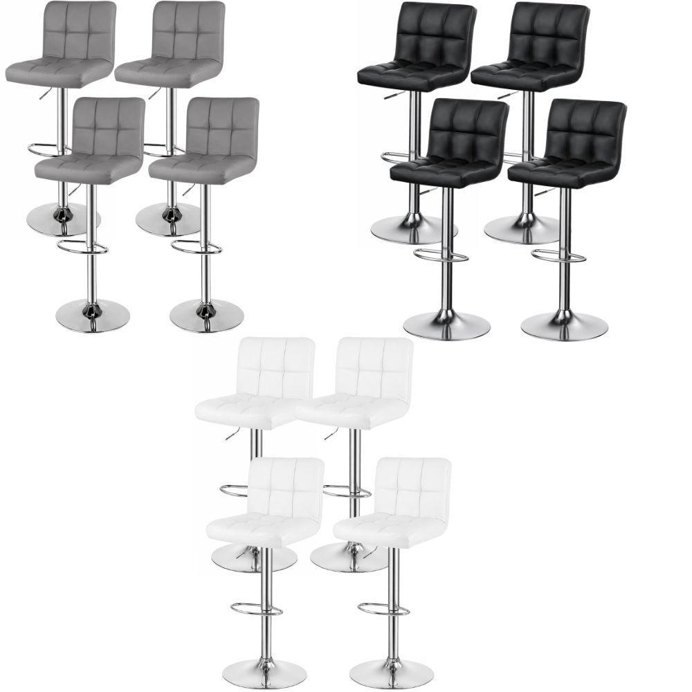  set da 4 sgabelli  con schienale in simipelle e poggiapiedi, regolabile e girevole, 44 x 50 x (91-144) cm - foto 1