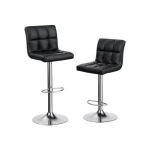 Set da 2 sgabelli con schienale in simipelle e poggiapiedi, regolabile e girevole, 44 x 50 x (91-144) cm