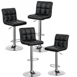 Set da 4 sgabelli  con schienale in simipelle e poggiapiedi, regolabile e girevole, 44 x 50 x (91-144) cm