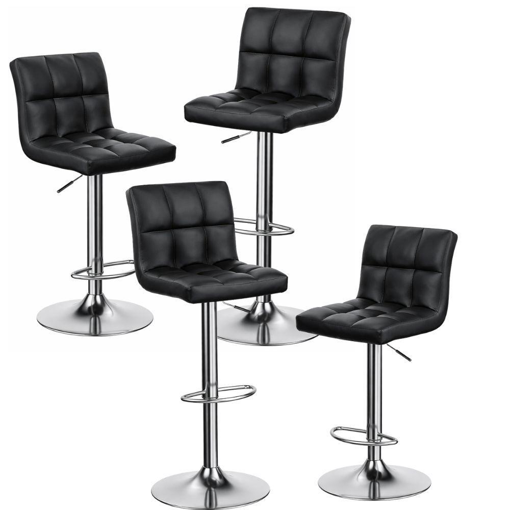  set da 4 sgabelli  con schienale in simipelle e poggiapiedi, regolabile e girevole, 44 x 50 x (91-144) cm - foto 2