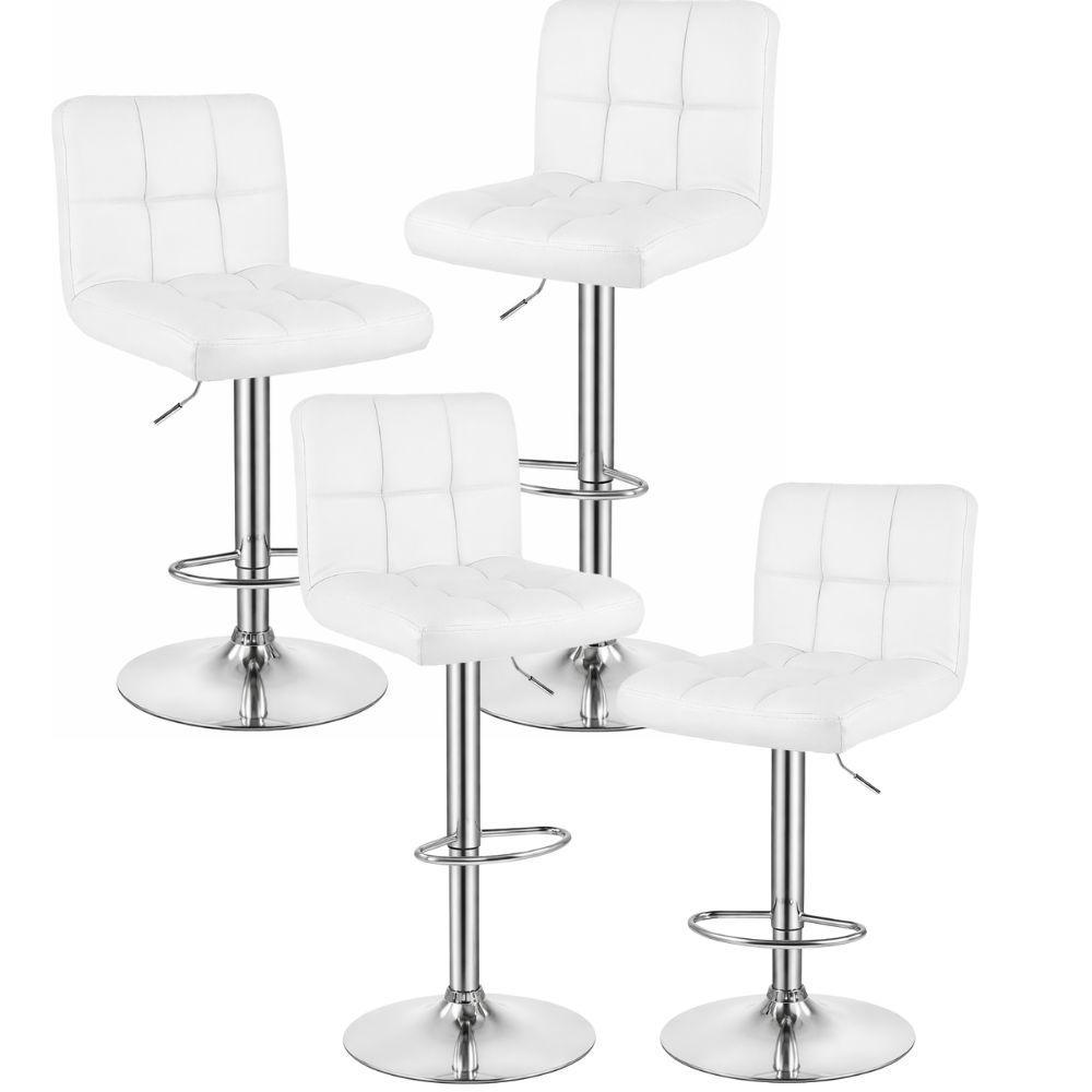  set da 4 sgabelli  con schienale in simipelle e poggiapiedi, regolabile e girevole, 44 x 50 x (91-144) cm - foto 3