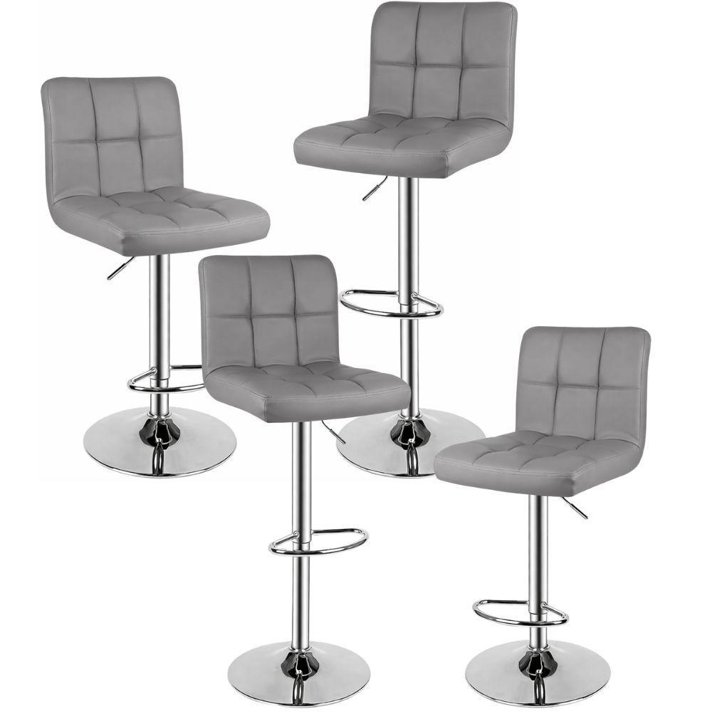  set da 4 sgabelli  con schienale in simipelle e poggiapiedi, regolabile e girevole, 44 x 50 x (91-144) cm - foto 4